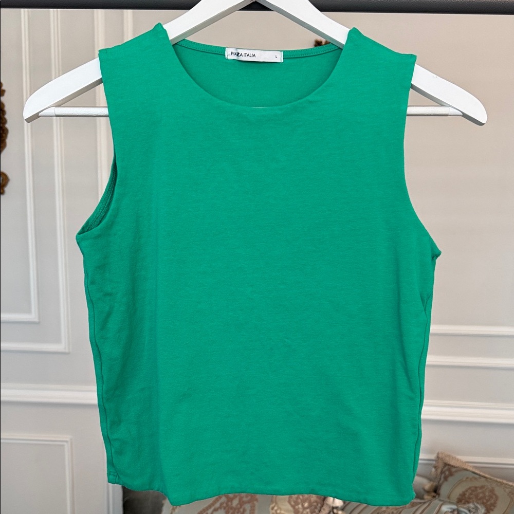 PIAZZA ITALIA Vibrant Green Muscle Tee size Large